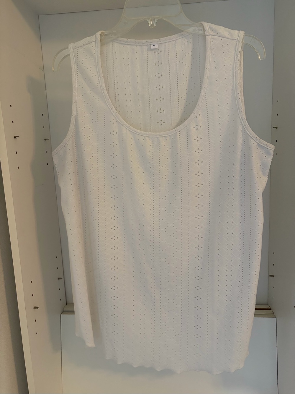 Sleeveless White Eyelet Tank Top - Classic Women's Summer Top